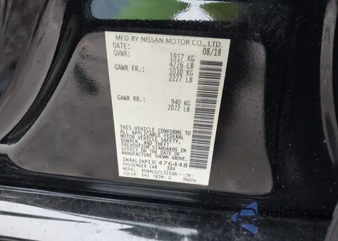 2018 Nissan Altima 2.5 S from USA, damaged, VIN 1N4AL3AP1JC476448
